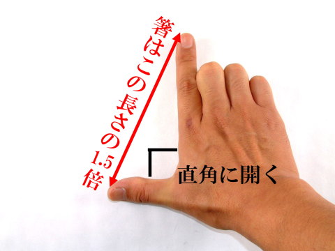 箸の長さは一咫の1.5倍が理想