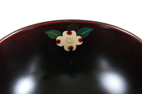 汁椀 切立 溜塗 花水木